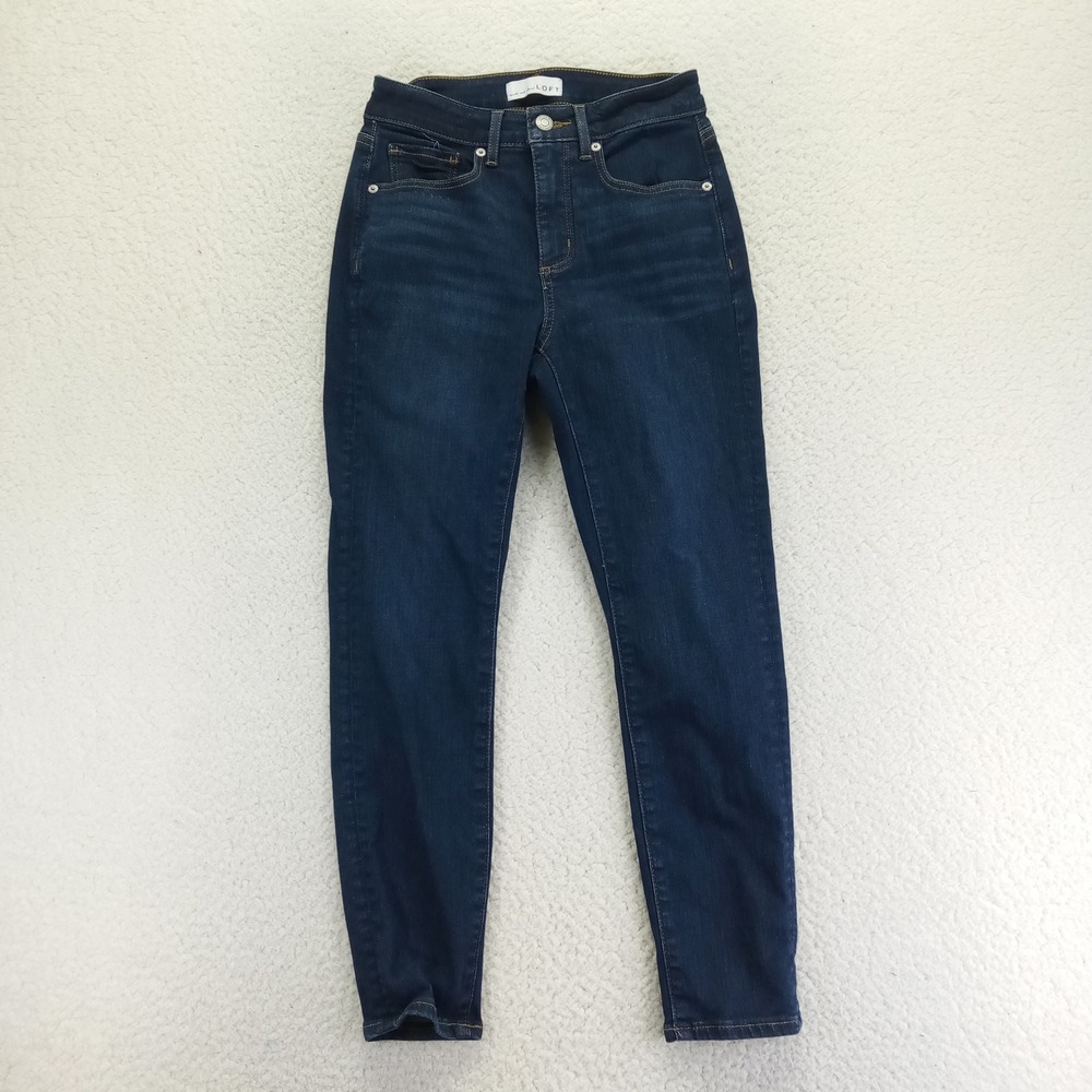 LOFT The Curvy Skinny Jeans Dark Indigo Wash Petite 25/0 High Rise Stretch Denim